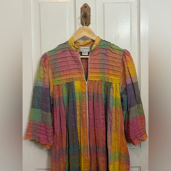Vintage Saybury Indian Cotton Hand Loomed Maxi Kaftan Dress - Picture 2 of 7